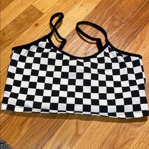 F21 Cropped Checkered Tank Top